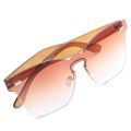 sunglasses women Summer Rimless Square Shades Sunglasses woman Brown. 