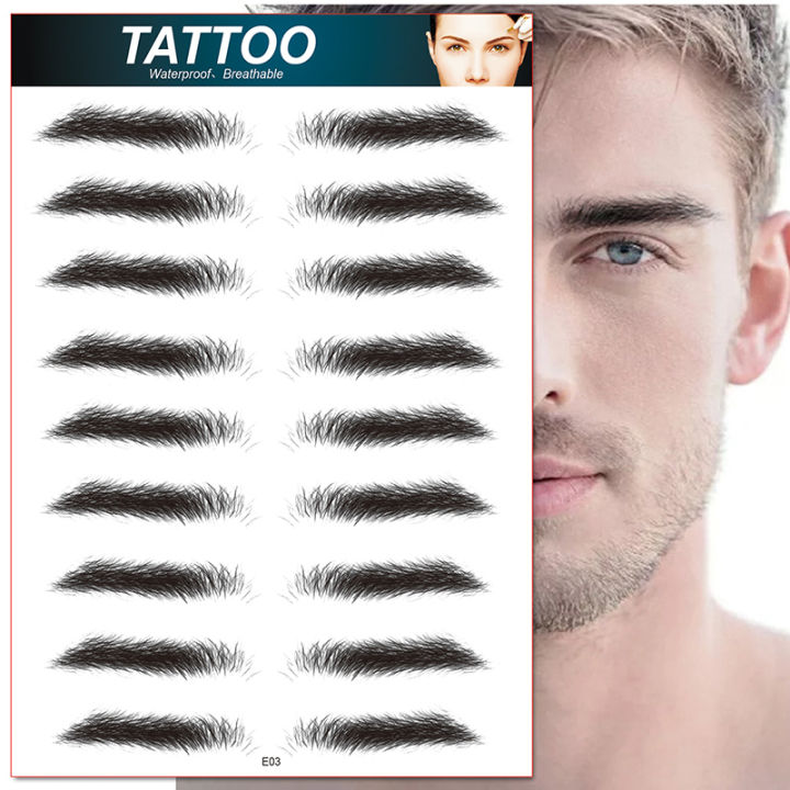 10 Pairs Eyebrow Tattoo for Men Realistic Fake Eyebrows Popular Transfer Sticker Mystic