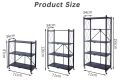 5-Tier Foldable Metal Rack with Wheels. 