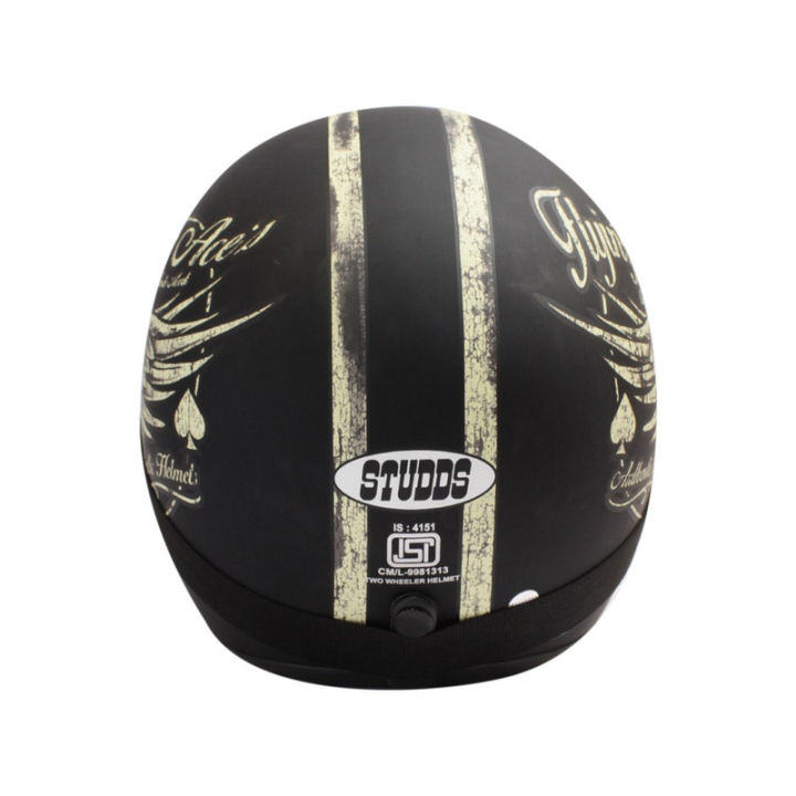 Black/Offwhite%20Studds%20Jetstar%20Classic%20Helmet%20-%20Image%203