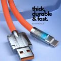 Type C USB Cable 120W Extra Thick Data Transferring and Charging Cable for Smartphone and Tablet Zinc Alloy and Silicone Phone Charger Type C Cable and Quick Transferring. 