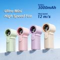 Portable 3000mAh Battery Mini Handheld Fan 5 Gear Wind LED Display Portable Pocket Fan Rechargeable High Speed Turbo Fan Gift. 