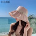 DISICHEN Portable 2023 new Women's bucket hat Solid bow style Panama caps fashion luxury hat fisherman hat Ladies summer sun Travel Beach Hat. 
