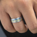 Viking Dragon Pattern Gold Inlay Wedding and Engagement Ring for Men. 