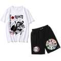 Demon Slayer Anime Combo Printed T-Shirt And Half Pant For Unisex - T-Shirts For Men And Women | Half- Pants. 