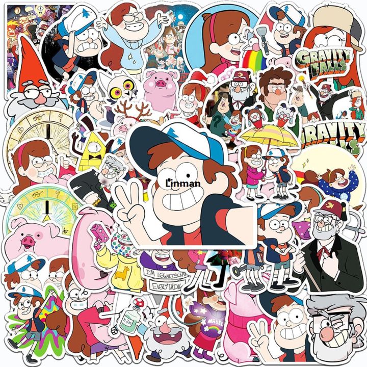 Linman 10/30/50pcs Disney Gravity Falls Cartoon Stickers Anime Decals DSales promotion IY Laptop Notebook Phone Skateboard Stationery Sticker Kids Toys