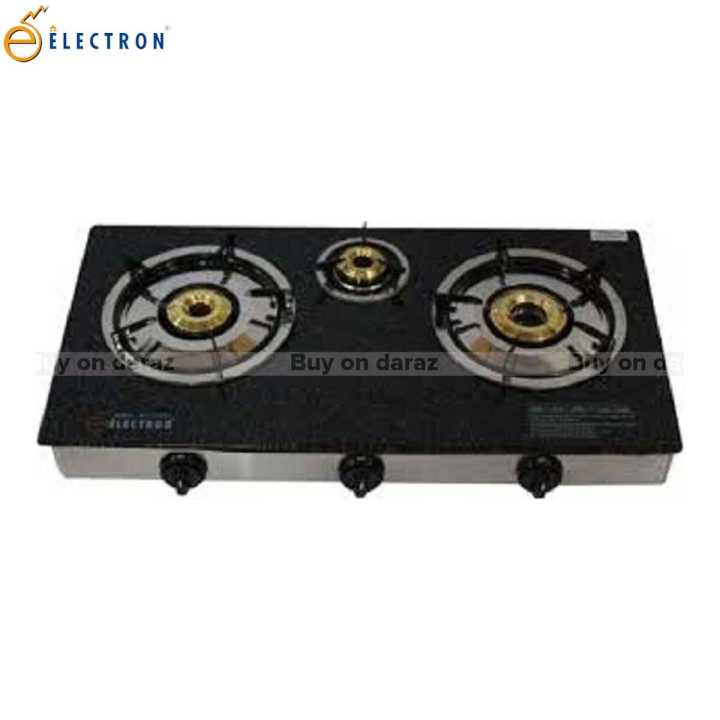 ELECTRON 3 Burner Glass Top Automatic Gas Stove