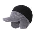 Fashion Ear Protection Men Knitted Cap Knit Wool Casual Beanies Hat Short Brim Keep Warm Ski Earflap Hat Cycling. 