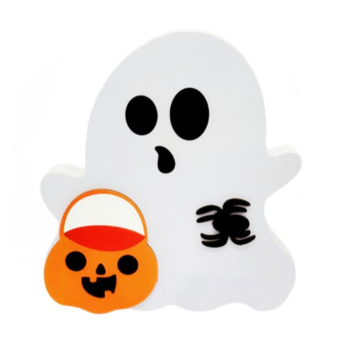 Penasfe Cute Halloween Decorations Spooky Halloween Wooden Tabletop Decor for Party Home Display Cute Ghost Black Cat Bat Witch for Halloween