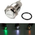 12V 16mm Waterproof Momentary Horn Metal Push Button Switch Green LED Lighted Blue. 