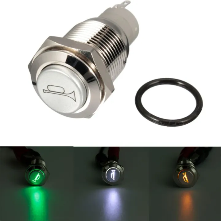 12V%2016mm%20Waterproof%20Momentary%20Horn%20Metal%20Push%20Button%20Switch%20Green%20LED%20Lighted%20Blue%20-%20Image%204