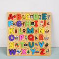 Colorful 3D Wooden English Alphabets Capital Letter (ABCD) Blocks Board with Picture, Early Learning & Teaching Toy for Baby & Toddlers. 