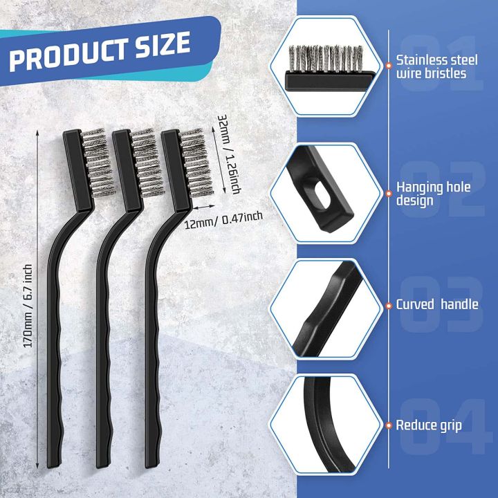 60%20Pieces%20Mini%20Wire%20Brush%20Stainless%20Steel%20Brush%20Black,%206.7%20inch%20-%20Image%202