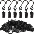 50Pcs Stainless Steel S Hooks Curtain Clips,Black. 