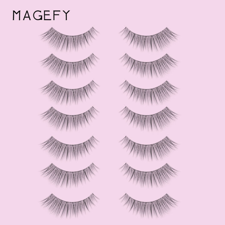 MAANGE%20MAGEFY%207%20Pairs%20Faux%20Mink%20Synthetic%20Eyelash%20With%20Cruelty%20Free%20Natural%20Wispy%20Invisible%20Band%20Cat%20Eye%20Lashes%20MGY7260-7A%20-%20Image%205