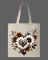 Sunflower & Leopard Heart Printed Tote Bag | White & Black. 