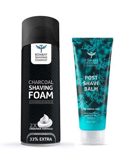 Bombay Shaving Company Bsc Men'S Combo - Charcoal Foam, 266 Ml (43% Extra) With And Post-Shave Balm After Shave 100 Gm.