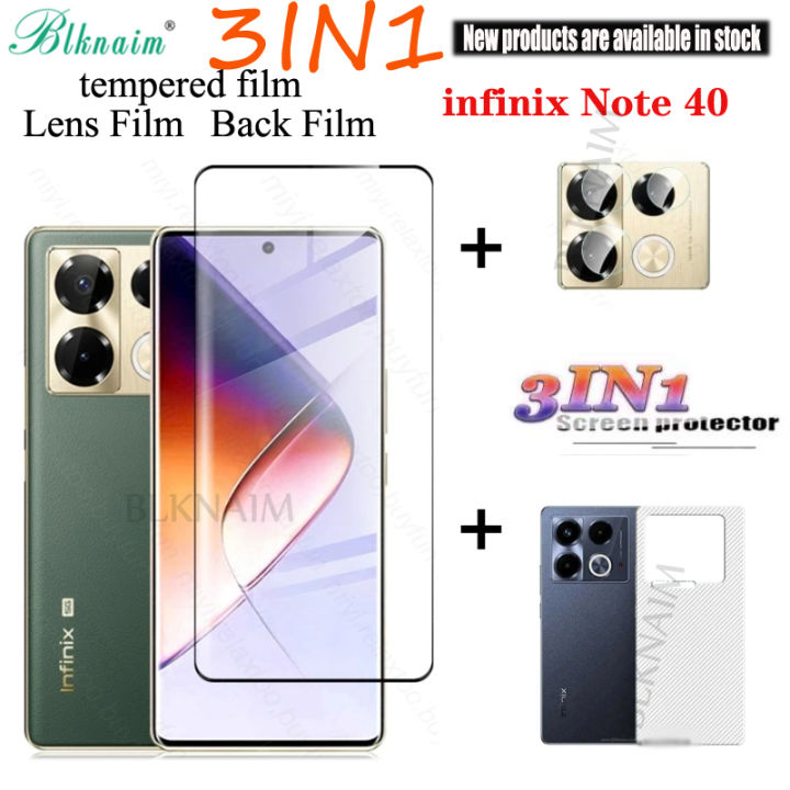 BLKNAIM (3IN1) For infinix Note 40/infinix Note 40Pro 4G Full screen tempered film tempered glass film + carbon fiber back film + lens film