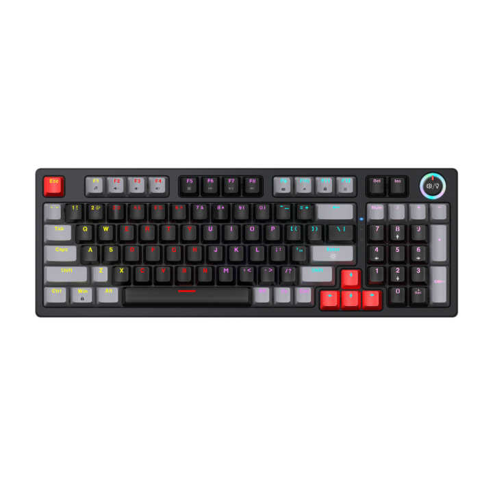 T-Wolf T50 97 Key RGB Backlit Wired Mechanical Keyboard with Multimedia Knob and Dynamic Backlit