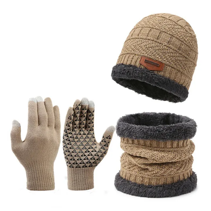 DESCENTE%20Minimalist%20Winter%20Set%20Men's%20Winter%20Hat%20Scarf%20Gloves%20Set%20Warm%20Knitted%20Windproof%20Outdoor%20Cycling%20Cap%20Neck%20Warmer%203%20Pcs/set%20Cozy%20Knit%20Hat%20-%20Image%202