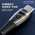 Ashunqiwen PD65W Fast Charge Cable, Type-C to Type-C, 1m, Transparent and Black Braided Data Cable for mobile phone tablet Android charger. 