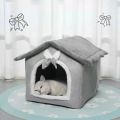 Cute Plush Pet House With Detachable Cushion Washable Fluffy Dog Kennel Soft Pet Supplies Pet Bed Tent House. 