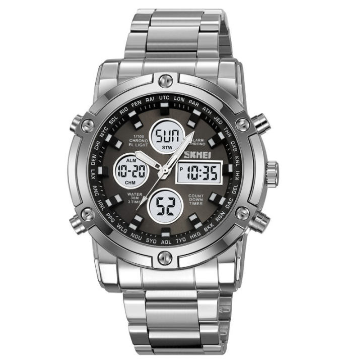 SKMEI%202556%20Multi-color%20Optional%20Multi-function%20Display%20Outdoor%20Sports%20Men's%20Electronic%20Watch%20Wholesale%20Hot%20New%20Model%20-%20Silver%20Black%20-%20Image%202