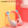 Sutuiying P47M Wireless Bluetooth Headset Gamer Cat LED Light Waterproof Noise Original Cancelling Earbuds Wireless Headphones Bluetooth Earphones. 