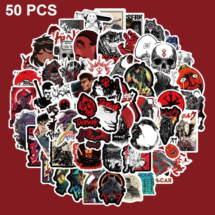 Artsy Home 25/50 Pcs BERSERK Japanese Anime Stickers for Laptops and Skateboards Cellphone Guitar
