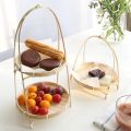 FORIDE 2X Bamboo Weaving Straw Baskets Tier Rack Wicker Fruit Bread Food Storage Kitchen Decorate Round Plate Stand. 