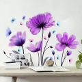 Wall Stickers Purple Flowers Home Room Decoration Bedroom Living Room Adhesive Bathroom Wall Furniture Door House Interior Decor. 