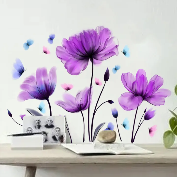 Wall%20Stickers%20Purple%20Flowers%20Home%20Room%20Decoration%20Bedroom%20Living%20Room%20Adhesive%20Bathroom%20Wall%20Furniture%20Door%20House%20Interior%20Decor%20-%20Image%202