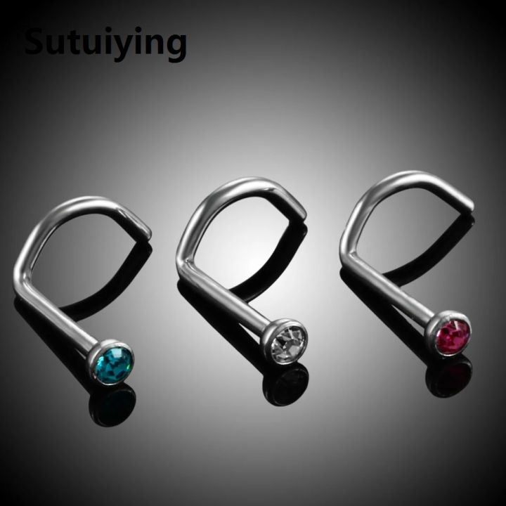 Sutuiying%201PC%20ASTM-F136%20Titanium%20Nose%20Piercing%20Ring%20Stud%20Prong%20CZ%20Screw%20Shape%20Nostril%20Jewelry%2020g%2018g%20Tragus%20Earrings%20Body%20Piercing%20-%20Image%204