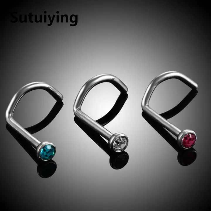 Sutuiying%201PC%20ASTM-F136%20Titanium%20Nose%20Piercing%20Ring%20Stud%20Prong%20CZ%20Screw%20Shape%20Nostril%20Jewelry%2020g%2018g%20Tragus%20Earrings%20Body%20Piercing%20-%20Image%204