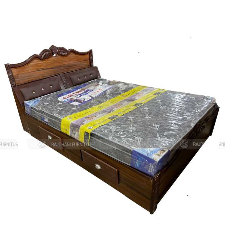 Rajdhani Furniture Queensize Bed with Brown Texture