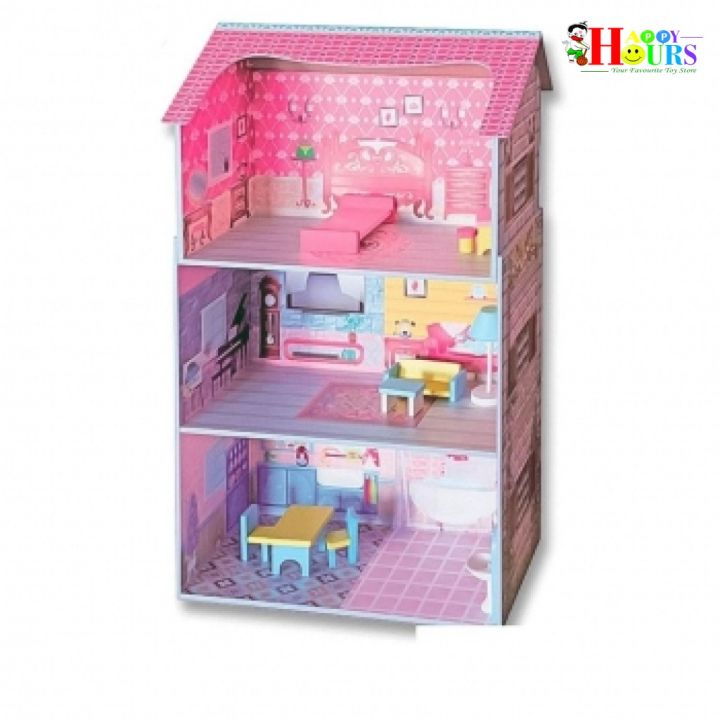 Wooden Doll House With Accessories
