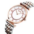 SKMEI 9198 Simple Luxury Quartz Waterproof Stainless Steel Roman Numeral Dial Metal Belt Quartz Watch - Women. 
