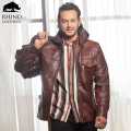 Rhino Leather Genuine Leather Jacket for Men ( Reddish Twotone ). 