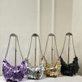 Dumpling Half Moon Shape Bag Large Capacity Sequin Crossbody Bag Sequin Chain for Dinner Party Daily Commute Outdoor Activities. 