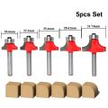 5Pcs 6mm Shank Corner Round Over Router Bit with Flush Milling Cutter. 