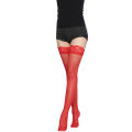 Red Lace Bridal Thigh High Stockings for Women, Breathable Nylon, Comfortable Fit, Suitable for Parties and Special Occasions. 