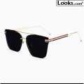 Unique Design Metal (8072) Golden Black Fashion Sun Glasses For Men | Gold Frame Black Shade Square Sunglasses For Men. 