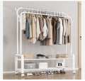 Coat hanger Rack hall Shelves With Heavy Duty Full Body Iron steel Hooks/ Double/ Single Pole Clothe Hanger Stand With Shoe Rack. 