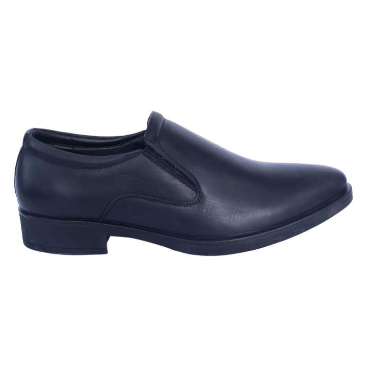 Black Leather  Matt Finish None Lace Black Horse  Formal Shoes For Men