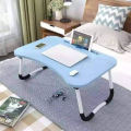 Multipurpose Foldable and Portable Laptop Table Stand/Study Table/Bed Table/Ergonomic & Rounded Edges/Non-Slip Legs/Engineered Wood/Color - Light Blue. 