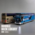 High Quality High Imitation Bus Shape Double Sightseeing Bus Vehicle Model Alloy Bus Model Pull Back. 