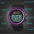 SKMEI 1096 Small Dial Solar Powered Digital Chronograph Sporty Watch - Purple. 