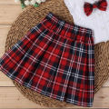 Red Plaid Skirt Girls Plaid Skirt Kids Short Sleeve Shirt Medium Big Kids Korean Pleated Skirt S04. 