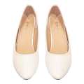 White Vinci Block Heel Closed Shoes For Women. 