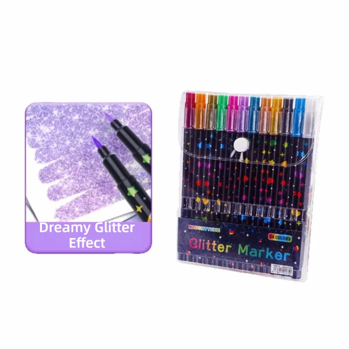 New%2024/48/72/96%20Colors%20Double-Ended%20Glitter%20Pens%20Colorful%20Quickly%20Dry%20Acrylic%20Marker%20Pen%20Soft%20Tip%20Glue-Like%20Ink%20Fluorescent%20Pen%20Drawing%20Painting%20-%20Image%205